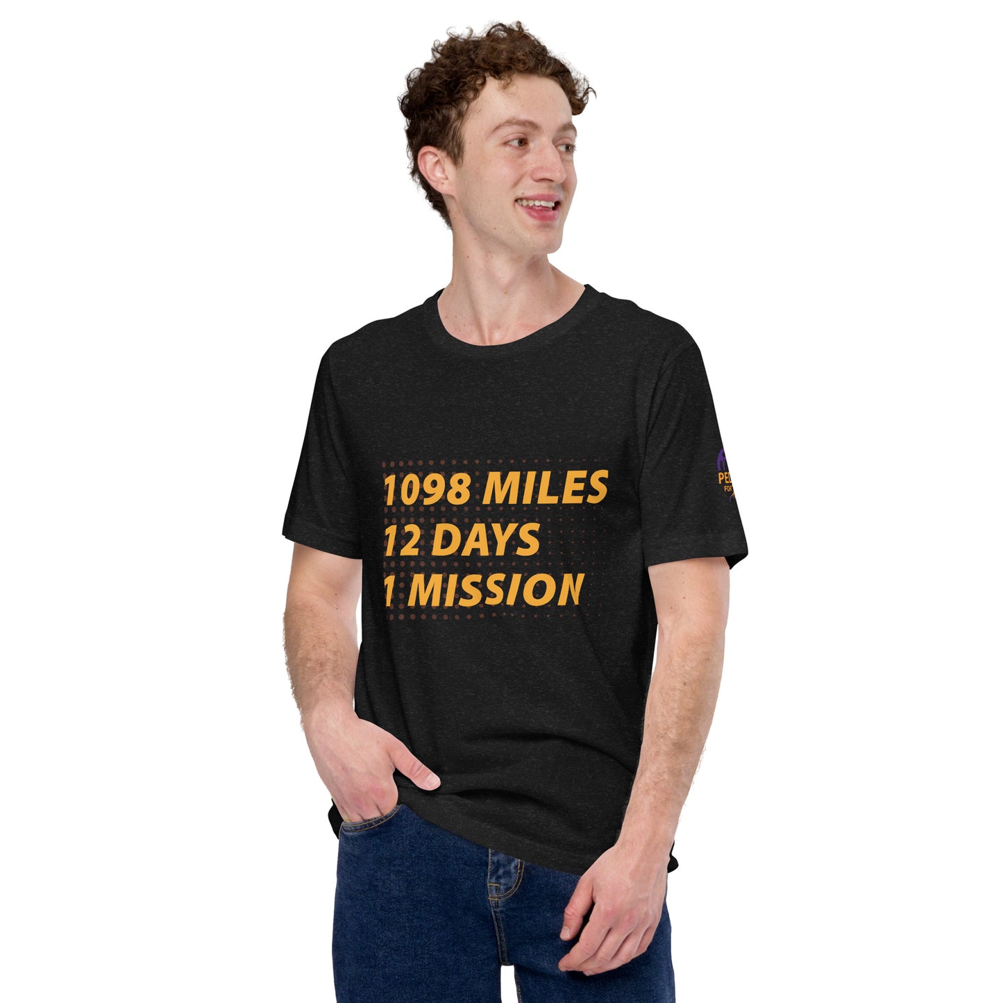 Unisex Pedal for Pat 1098 Mile, 12 Days, 1 Mission t-shirt